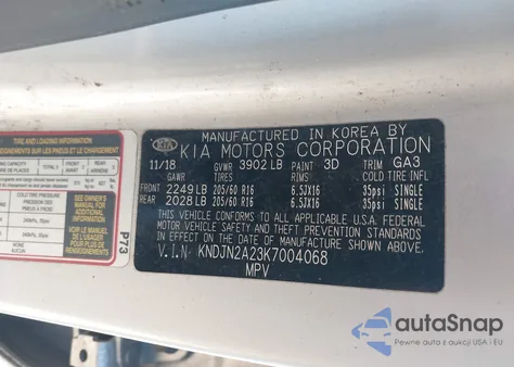 2019 Kia Soul from USA, damaged, VIN KNDJN2A23K7004068